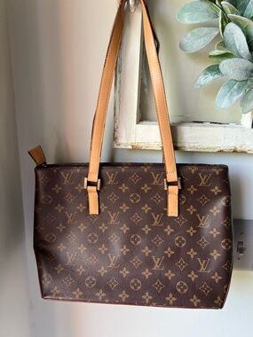 Monogram Canvas Tote with Tan Leather Straps